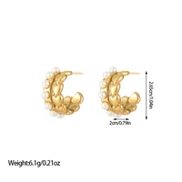1 Pair Vintage Style U Shape Inlay Titanium Steel Pearl Earrings sku image 2