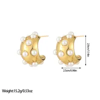1 Pair Vintage Style U Shape Inlay Titanium Steel Pearl Earrings sku image 3