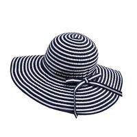 Women's Cute Sweet British Style Stripe Bowknot Big Eaves Sun Hat Bucket Hat main image 4