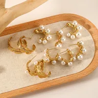 1 Pair Vacation Classic Style Solid Color Inlay Titanium Steel Pearl Ear Studs main image 2