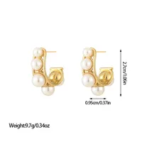 1 Pair Vacation Classic Style Solid Color Inlay Titanium Steel Pearl Ear Studs main image 4