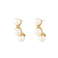 1 Pair Vacation Classic Style Solid Color Inlay Titanium Steel Pearl Ear Studs main image 5