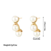 1 Pair Vacation Classic Style Solid Color Inlay Titanium Steel Pearl Ear Studs sku image 4