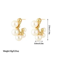 1 Pair Vacation Classic Style Solid Color Inlay Titanium Steel Pearl Ear Studs sku image 1