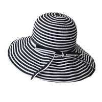 Women's Cute Sweet British Style Stripe Bowknot Big Eaves Sun Hat Bucket Hat main image 5