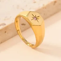 Vacation Classic Style Solid Color 304 Stainless Steel Inlay Rhinestones Women's Rings sku image 1