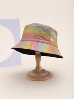 Women's Men's Casual Punk Streetwear Colorful Wide Eaves Bucket Hat sku image 2