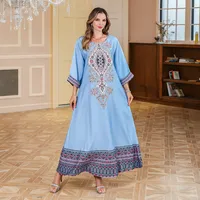 Women's Adults Color Block Printing Abaya sku image 4