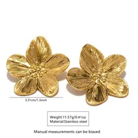 1 Pair Simple Style Flower Ginkgo Leaf 304 Stainless Steel 18K Gold Plated Imitation Gold  Ear Studs main image 2