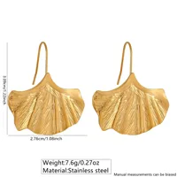 1 Pair Simple Style Flower Ginkgo Leaf 304 Stainless Steel 18K Gold Plated Imitation Gold  Ear Studs main image 3