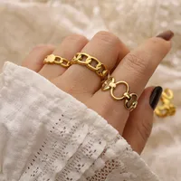 Wholesale Jewelry Simple Style Geometric 304 Stainless Steel No Inlaid 18K Gold Plated Plating main image 1