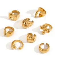 IG Style Exaggerated Irregular Geometric 304 Stainless Steel 18K Gold Plated Women's Rings main image 4