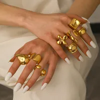 IG Style Exaggerated Irregular Geometric 304 Stainless Steel 18K Gold Plated Women's Rings main image 1