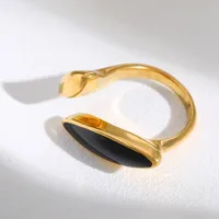 Casual Simple Style Artistic Irregular Geometric 304 Stainless Steel Enamel Inlay Acrylic 18K Gold Plated Women's Open Rings main image 4