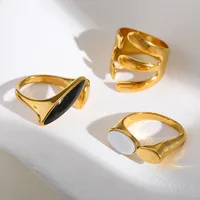 Casual Simple Style Artistic Irregular Geometric 304 Stainless Steel Enamel Inlay Acrylic 18K Gold Plated Women's Open Rings main image 1