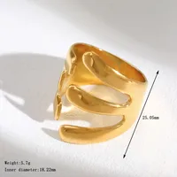 Casual Simple Style Artistic Irregular Geometric 304 Stainless Steel Enamel Inlay Acrylic 18K Gold Plated Women's Open Rings sku image 1