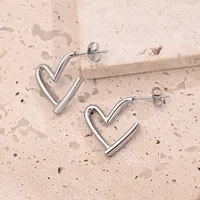 1 Pair/Package Casual Modern Style Simple Style Heart Shape Handmade Polishing Plating 304 Stainless Steel 18K Gold Plated Plating Color Rose Gold Plated Ear Studs sku image 1