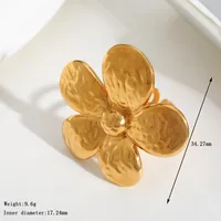 Casual Simple Style Artistic Irregular Geometric Flower 304 Stainless Steel Enamel 18K Gold Plated Women's Open Rings sku image 3