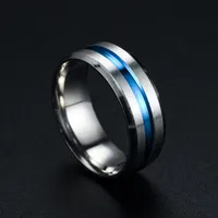New Simple Titanium Steel Beveled Edge Slotted Color Ring Wholesale Nihaowholesale main image 1
