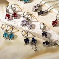 Casual Elegant Cross Copper Inlay Zircon Rhodium Plated Women's Earrings Necklace Jewelry Set main image 1