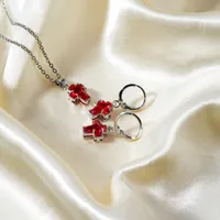 Casual Elegant Cross Copper Inlay Zircon Rhodium Plated Women's Earrings Necklace Jewelry Set main image 6