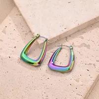 1 Pair/Package Casual Modern Style Simple Style U Shape Multicolor Handmade Polishing Plating 304 Stainless Steel 18K Gold Plated Colorful Plating Rose Gold Plated Earrings main image 2
