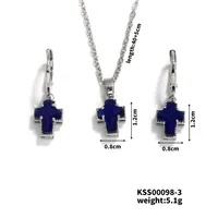 Casual Elegant Cross Copper Inlay Zircon Rhodium Plated Women's Earrings Necklace Jewelry Set sku image 1