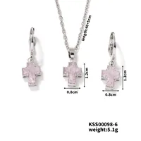 Casual Elegant Cross Copper Inlay Zircon Rhodium Plated Women's Earrings Necklace Jewelry Set sku image 2