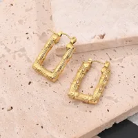 1 Pair/Package Casual Modern Style Simple Style Multicolor Bamboo Joint Simple Handmade Polishing Plating 304 Stainless Steel 18K Gold Plated Colorful Plating Rose Gold Plated Hoop Earrings Earrings main image 4