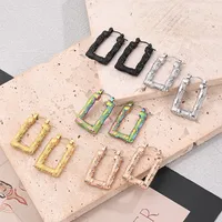 1 Pair/Package Casual Modern Style Simple Style Multicolor Bamboo Joint Simple Handmade Polishing Plating 304 Stainless Steel 18K Gold Plated Colorful Plating Rose Gold Plated Hoop Earrings Earrings main image 1
