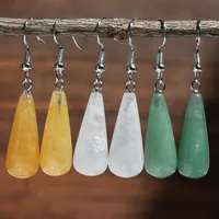1 Pair Simple Style Water Droplets Alloy Natural Stone Drop Earrings main image 4