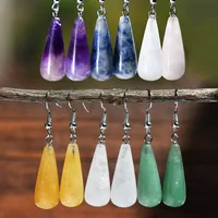1 Pair Simple Style Water Droplets Alloy Natural Stone Drop Earrings main image 3