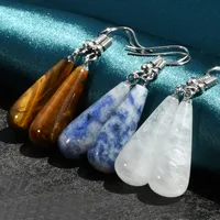 1 Pair Simple Style Water Droplets Alloy Natural Stone Drop Earrings main image 5