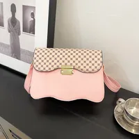 Women's Pu Leather Color Block Plaid Streetwear Sewing Thread Square Flip Cover Square Bag main image 5