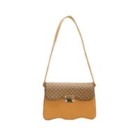 Women's Pu Leather Color Block Plaid Streetwear Sewing Thread Square Flip Cover Square Bag sku image 1