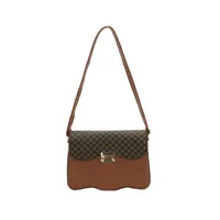 Women's Pu Leather Color Block Plaid Streetwear Sewing Thread Square Flip Cover Square Bag sku image 4