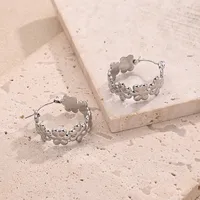 1 Pair/Package Casual Modern Style Simple Style Flower Handmade Polishing Plating 304 Stainless Steel 18K Gold Plated Plating Color Rose Gold Plated Earrings main image 2
