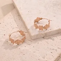 1 Pair/Package Casual Modern Style Simple Style Flower Handmade Polishing Plating 304 Stainless Steel 18K Gold Plated Plating Color Rose Gold Plated Earrings main image 3