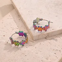 1 Pair/Package Casual Modern Style Simple Style Flower Handmade Polishing Plating 304 Stainless Steel 18K Gold Plated Plating Color Rose Gold Plated Earrings main image 5