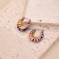 1 Pair/Package Casual Modern Style Simple Style U Shape Multicolor Simple Handmade Polishing Plating 304 Stainless Steel 18K Gold Plated Colorful Plating Rose Gold Plated Earrings main image 6