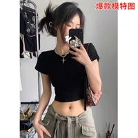 220G# Short Slim-Fit Short-Sleeved T-shirt 40 Pieces 1*1 Rib 92% Cotton 8% Spandex Open Version Custom Design main image 4