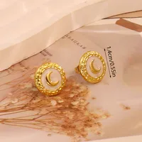 1 Pair Simple Style C Shape Round 304 Stainless Steel 18K Gold Plated Earrings Ear Studs main image 4