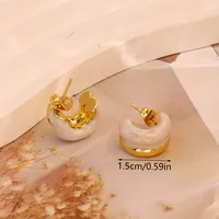 1 Pair Simple Style C Shape Round 304 Stainless Steel 18K Gold Plated Earrings Ear Studs main image 2