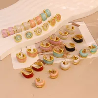 1 Pair Simple Style C Shape Round 304 Stainless Steel 18K Gold Plated Earrings Ear Studs main image 1