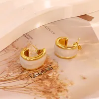 1 Pair Simple Style C Shape Round 304 Stainless Steel 18K Gold Plated Earrings Ear Studs main image 6