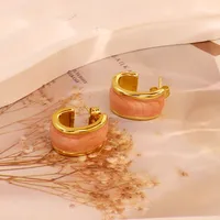 1 Pair Simple Style C Shape Round 304 Stainless Steel 18K Gold Plated Earrings Ear Studs sku image 1