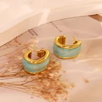 1 Pair Simple Style C Shape Round 304 Stainless Steel 18K Gold Plated Earrings Ear Studs sku image 11