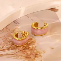 1 Pair Simple Style C Shape Round 304 Stainless Steel 18K Gold Plated Earrings Ear Studs sku image 12