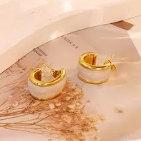 1 Pair Simple Style C Shape Round 304 Stainless Steel 18K Gold Plated Earrings Ear Studs sku image 13
