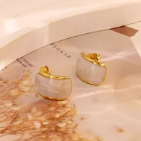 1 Pair Simple Style C Shape Round 304 Stainless Steel 18K Gold Plated Earrings Ear Studs sku image 3